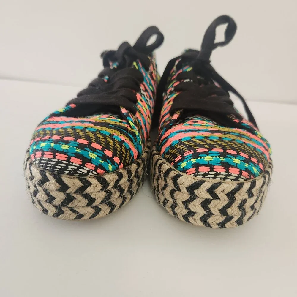Circus Sam Edelman Brandon Neon Woven Espadrille Platform Sneakers 8 Festival